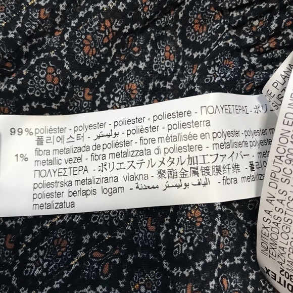 New! ZARA Metallic Thread Ruffles Smock Cropped Printed Blouse Top - Picture 16 of 16